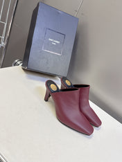 YSL 25S HIGH-HEEL SANDALS 75 MM IN DARK RED LAMBSKIN