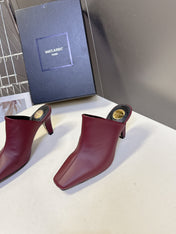 YSL 25S HIGH-HEEL SANDALS 75 MM IN DARK RED LAMBSKIN