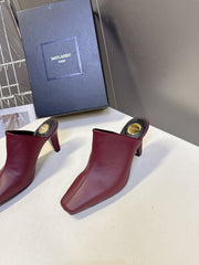 YSL 25S HIGH-HEEL SANDALS 75 MM IN DARK RED LAMBSKIN