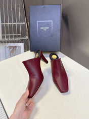 YSL 25S HIGH-HEEL SANDALS 75 MM IN DARK RED LAMBSKIN