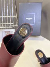 YSL 25S HIGH-HEEL SANDALS 75 MM IN DARK RED LAMBSKIN