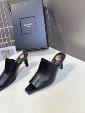 YSL 25S HIGH-HEEL SANDALS 75 MM IN BLACK LAMBSKIN