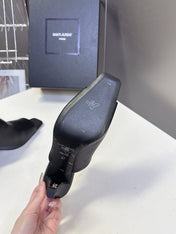 YSL 25S HIGH-HEEL SANDALS 75 MM IN BLACK LAMBSKIN