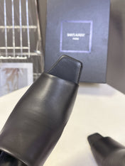 YSL 25S HIGH-HEEL SANDALS 75 MM IN BLACK LAMBSKIN