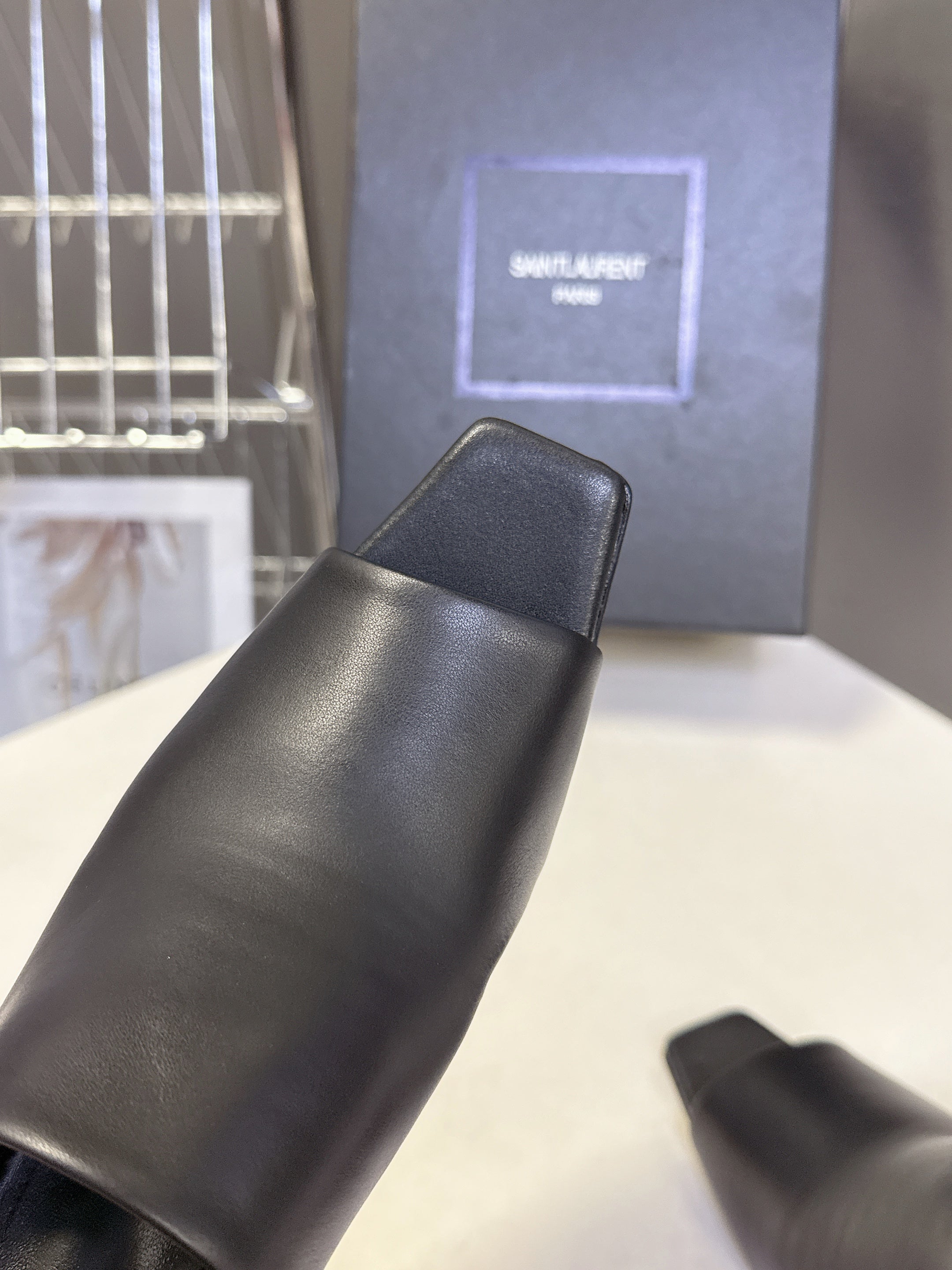 YSL 25S HIGH-HEEL SANDALS 75 MM IN BLACK LAMBSKIN