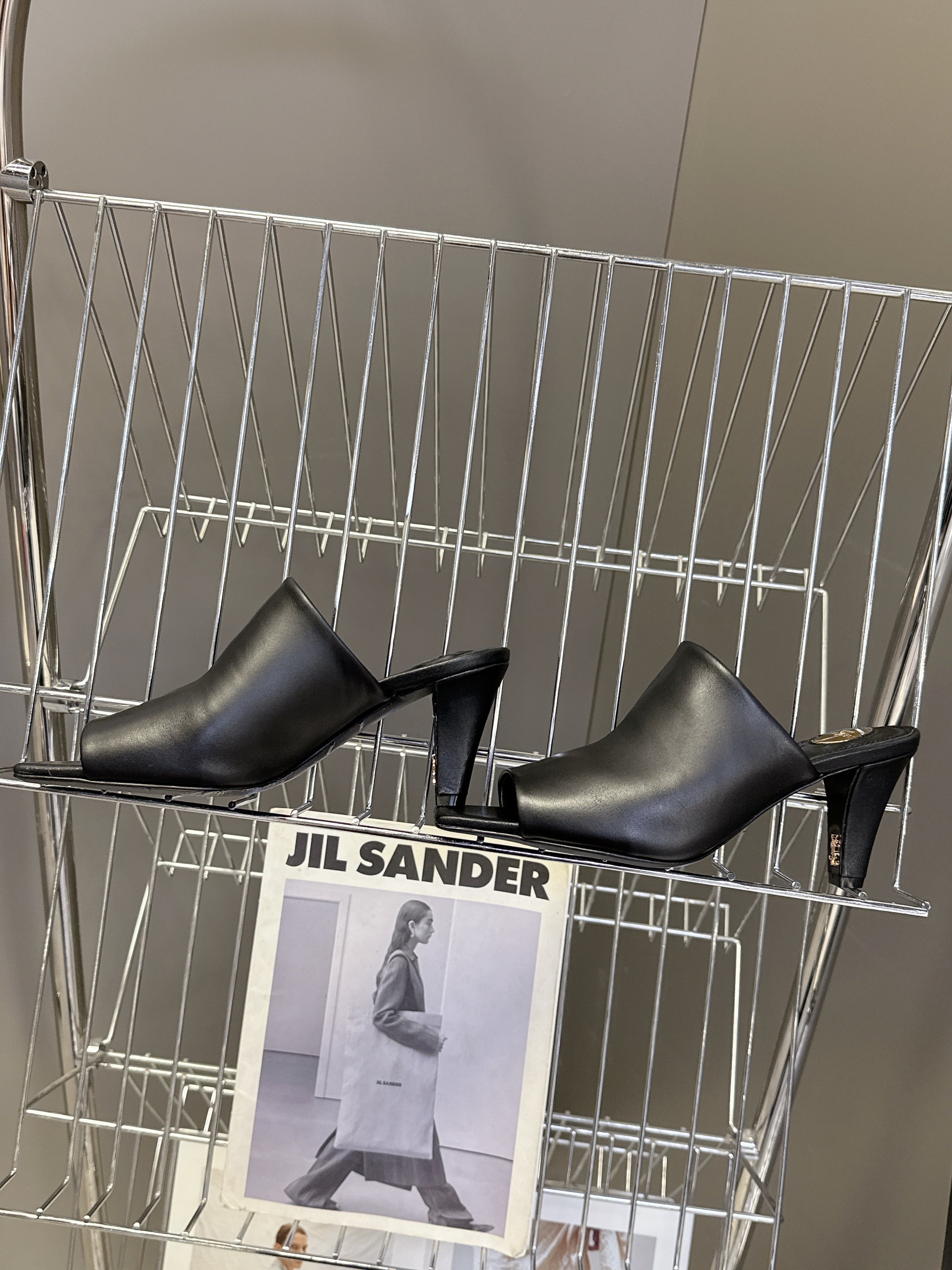 YSL 25S HIGH-HEEL SANDALS 75 MM IN BLACK LAMBSKIN