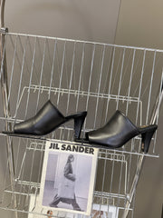 YSL 25S HIGH-HEEL SANDALS 75 MM IN BLACK LAMBSKIN