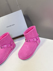 BALENCIAGA 25S ALASKA ANKLE BOOTS IN PINK SUEDE AND LAMBSKIN