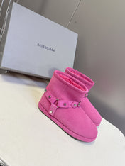 BALENCIAGA 25S ALASKA ANKLE BOOTS IN PINK SUEDE AND LAMBSKIN