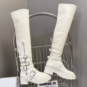DIOR D-FIGHT BOOT 25S IN WHITE CALFSKIN WITH SILVER HARDWARE