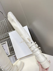 DIOR D-FIGHT BOOT 25S IN WHITE CALFSKIN WITH SILVER HARDWARE