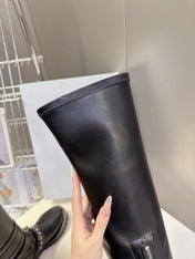 DIOR D-FIGHT BOOT 25S IN BLACK CALFSKIN WITH SILVER HARDWARE