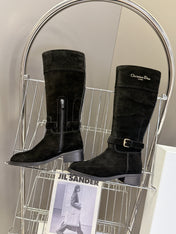 DIOR 25S BLACK HIGH BOOTS IN BLACK SUEDE