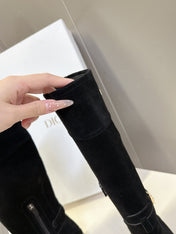 DIOR 25S BLACK HIGH BOOTS IN BLACK SUEDE