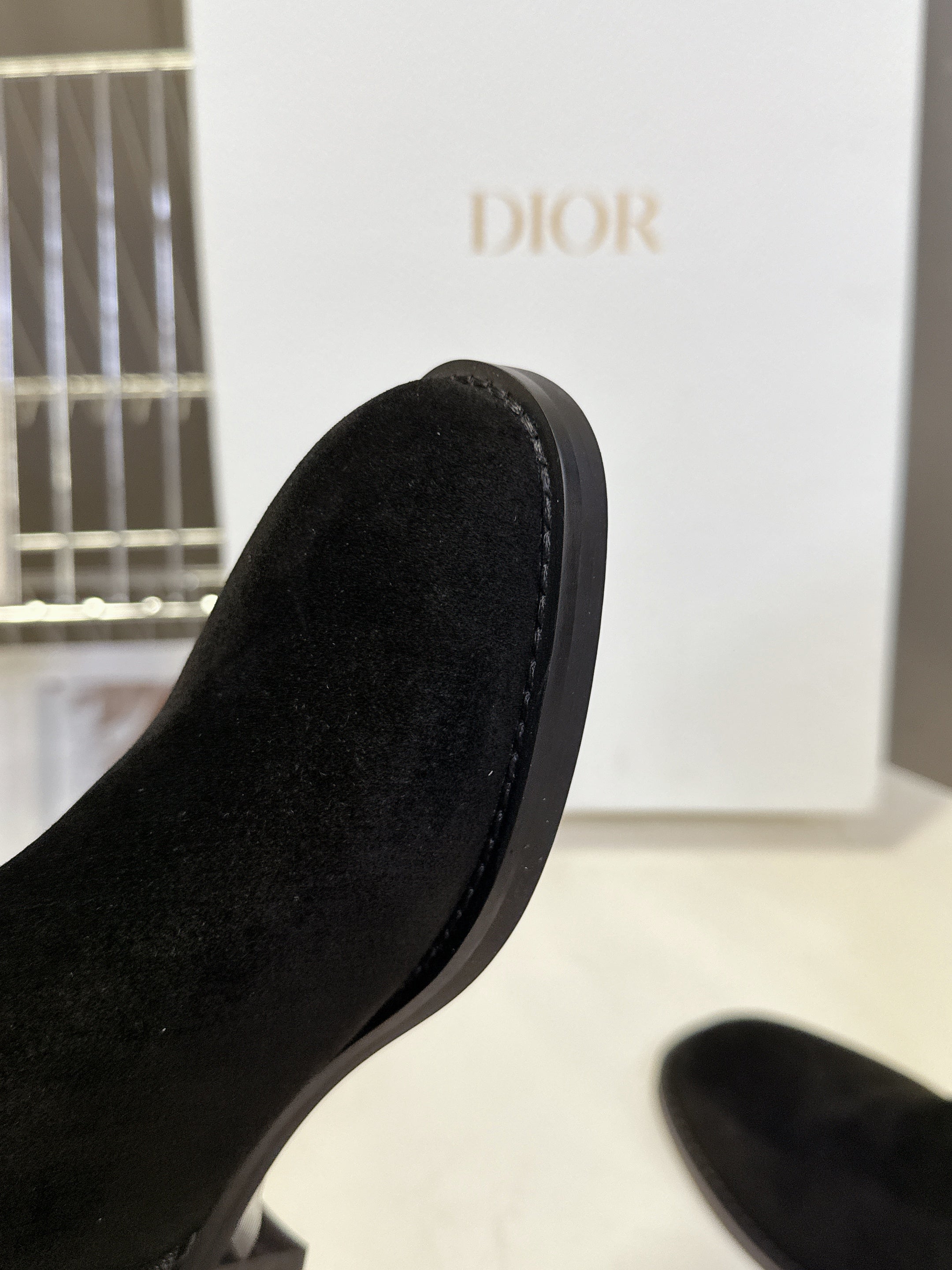 DIOR 25S BLACK HIGH BOOTS IN BLACK SUEDE