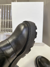 DIORALPS ANKLE BOOTS 25S IN BLACK LAMBSKIN AND BEIGE WOOL WITH SILVER HARDWARE