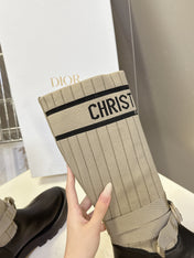 DIOR 25S D-MAJOR ANKLE BOOTS IN BLACK CALFSKIN AND BEIGE FABRIC