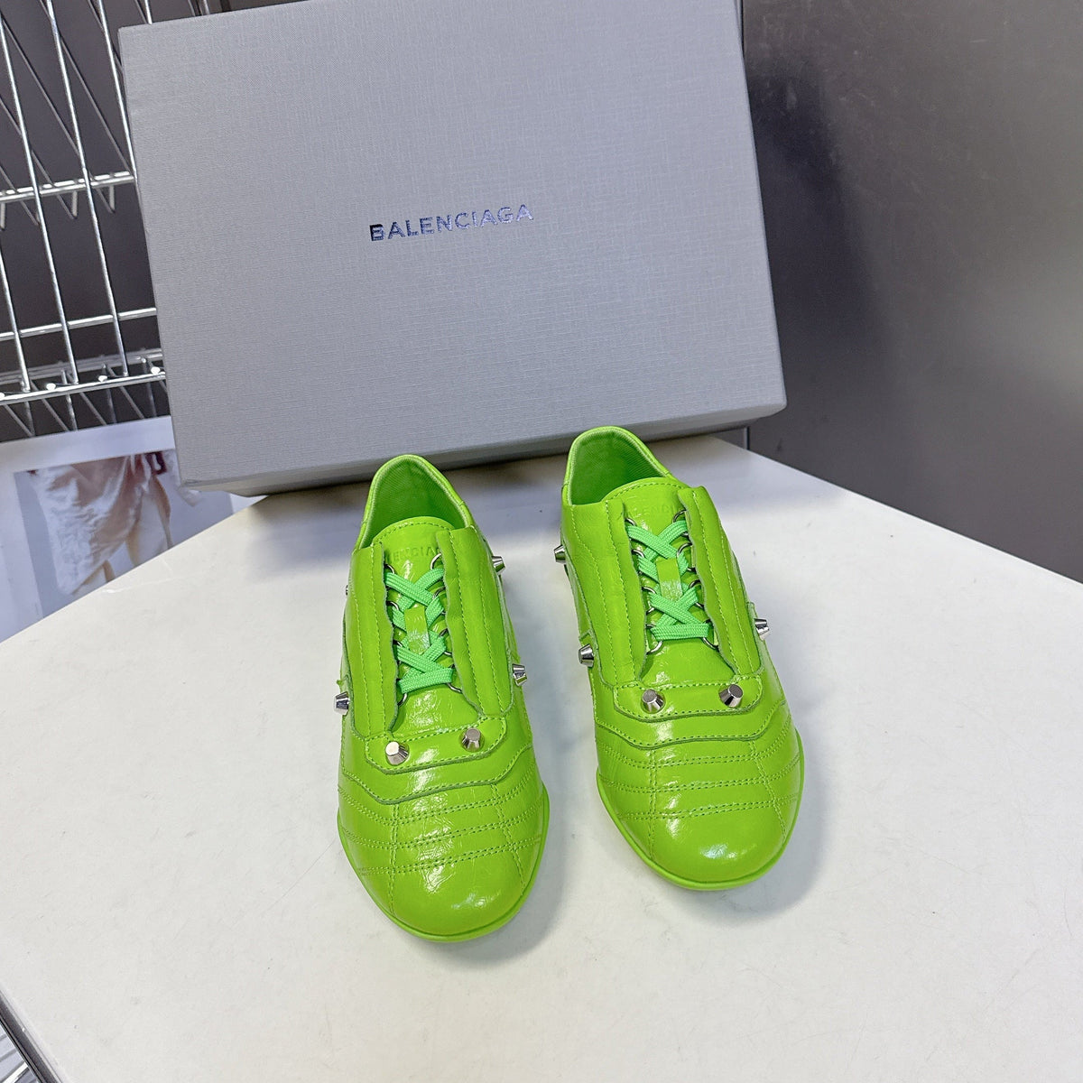 BALENCIAGA 25S SNEAKER IN GREEN CALFSKIN
