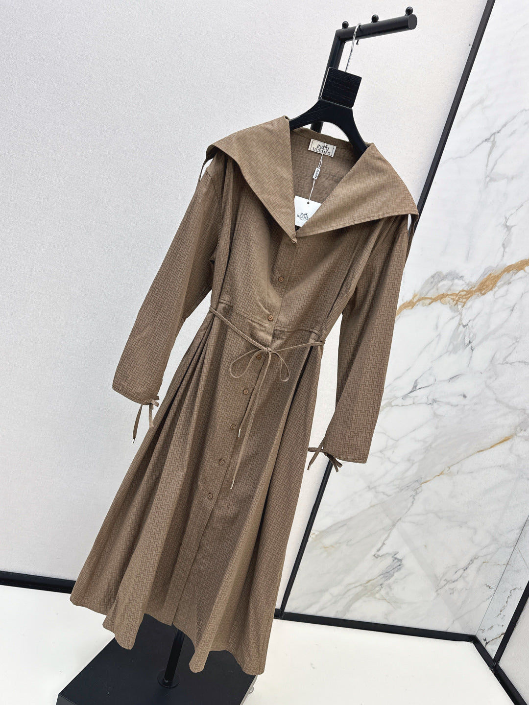 HERMES 26S LONG COAT DRESS 518
