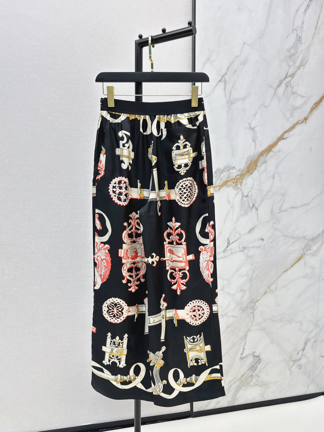 HERMES 25S SILK WIDE-LEG STRAIGHT PANTS 380