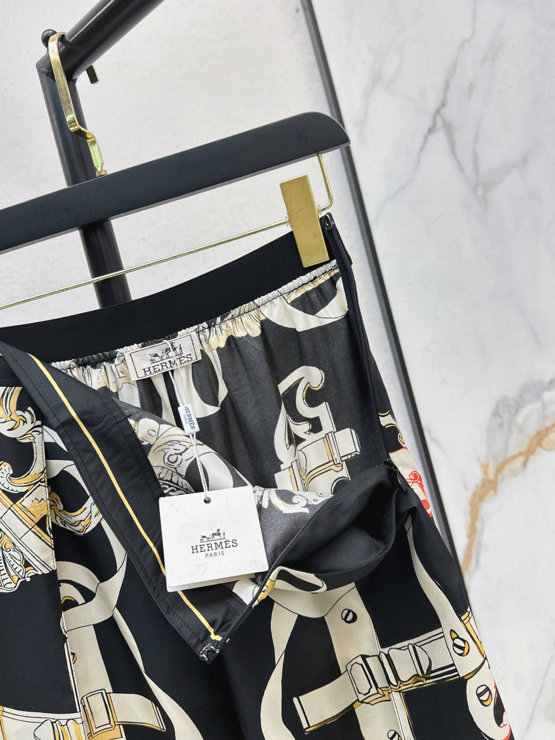 HERMES 25S SILK WIDE-LEG STRAIGHT PANTS 380