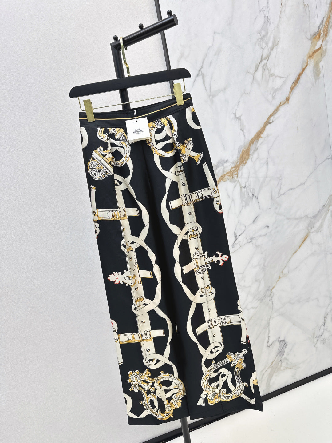 HERMES 25S SILK WIDE-LEG STRAIGHT PANTS 380