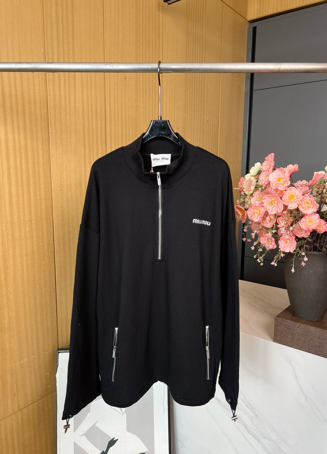 MIUMIU COTTON ZIP-UP SWEATSHIRT STYLE 348