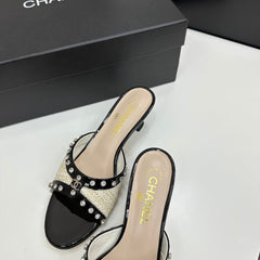 CC HIGH HEEL 25S 50 MM IN WHITE AND LIGHT BEIGE RAFFIA WITH CRYSTALS