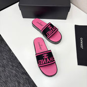 CC SLIDE SANDALS 25S IN PINK FABRIC AND CALFSKIN