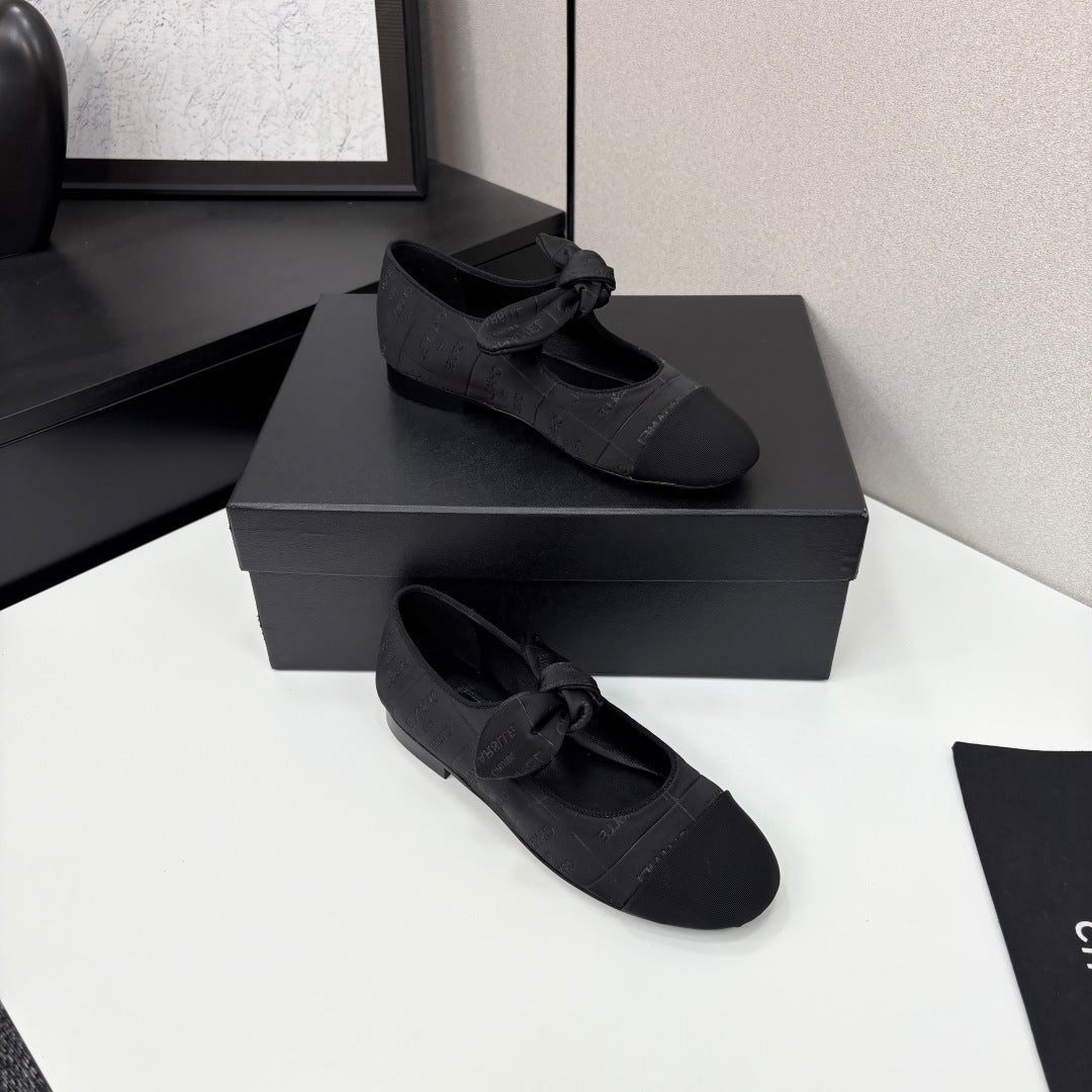 CC BALLET FLATS 25S IN BLACK FABRIC WITH BOW