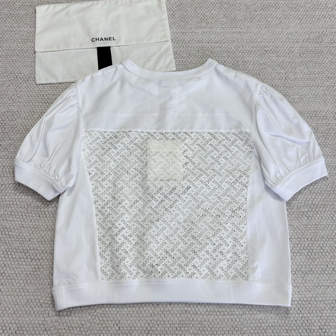 CC 25 Appliqué Short Sleeves T-shirt White Cotton
