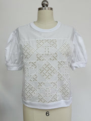 CC 25 Appliqué Short Sleeves T-shirt White Cotton