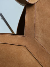 YSL 25S Y MAXI TOTE 50 IN CARAMEL SUEDE GOLD HARDWARE