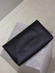YSL 25S CASSANDRE LARGE ENVELOPE POUCH 29 IN BLACK CALFSKIN GRAY HARDWRE