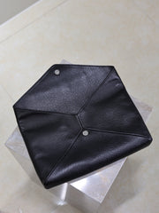 YSL 25S CASSANDRE LARGE ENVELOPE POUCH 29 IN BLACK CALFSKIN GRAY HARDWARE