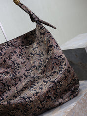 YSL 25S AMALIA 50 IN NAVY MULTICOLOR  SILK TWILL GOLD HARDWRE