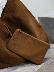 YSL 25S AMALIA 50 IN DARK CARAMEL SUEDE GOLD HARDWARE