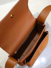 YSL 25S NIKI SATCHEL 22 IN DARK CARAMEL SUEDE GOLD HARDWRE