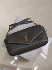 YSL 25S CALYPSO 30 IN DARK OLIVE GRAINED CALFSKIN GOLD HARDWARE