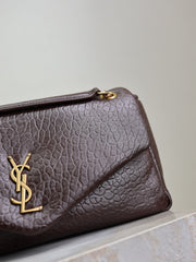 YSL 25S CALYPSO 30 IN DARK CHOCOLATE GRAINED CALFSKIN GOLD HARDWRE