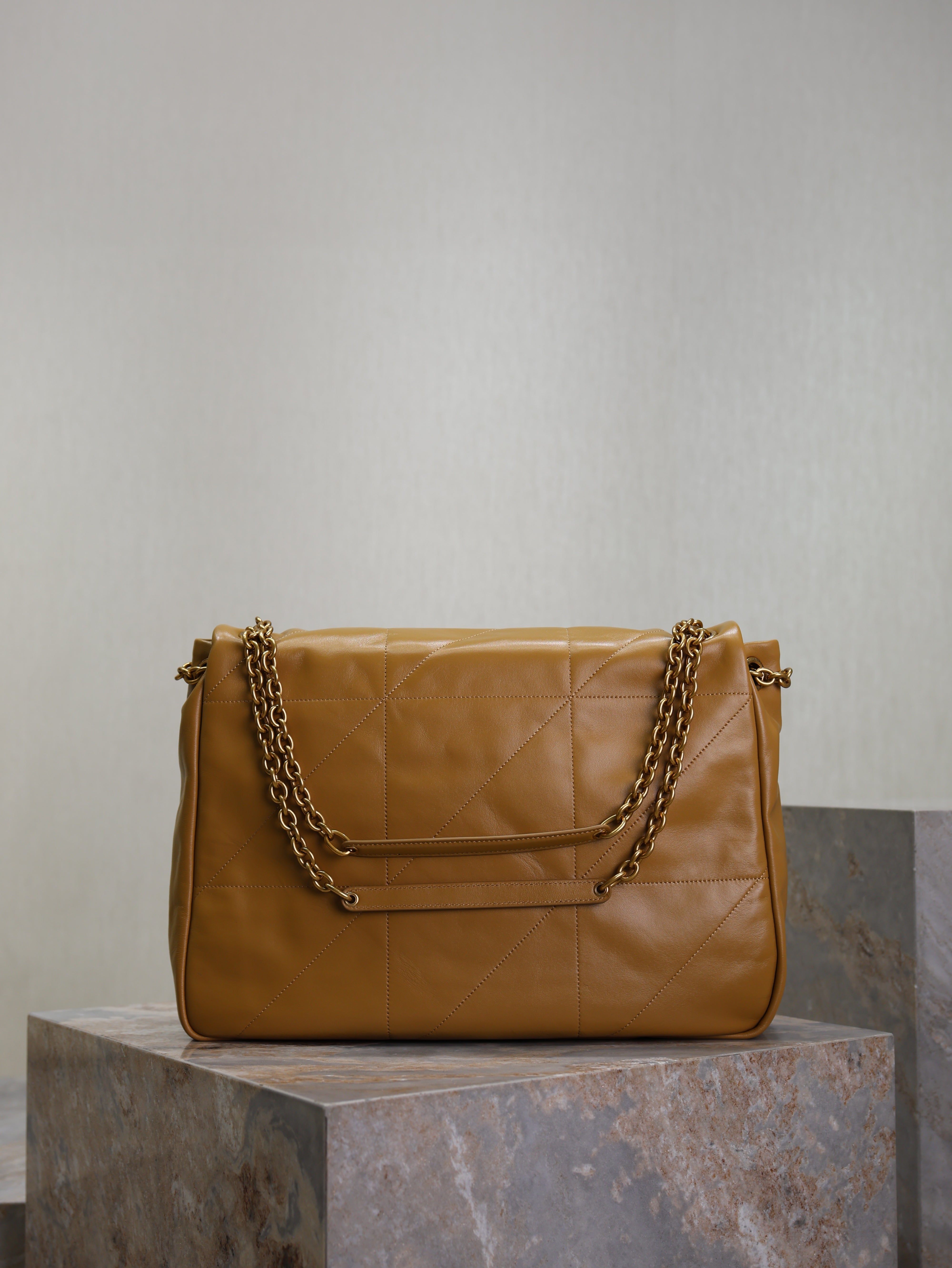 YSL 25S LARGE JAMIE 43 IN DARK GOLDENROD LAMBSKIN GOLD HARDWARE