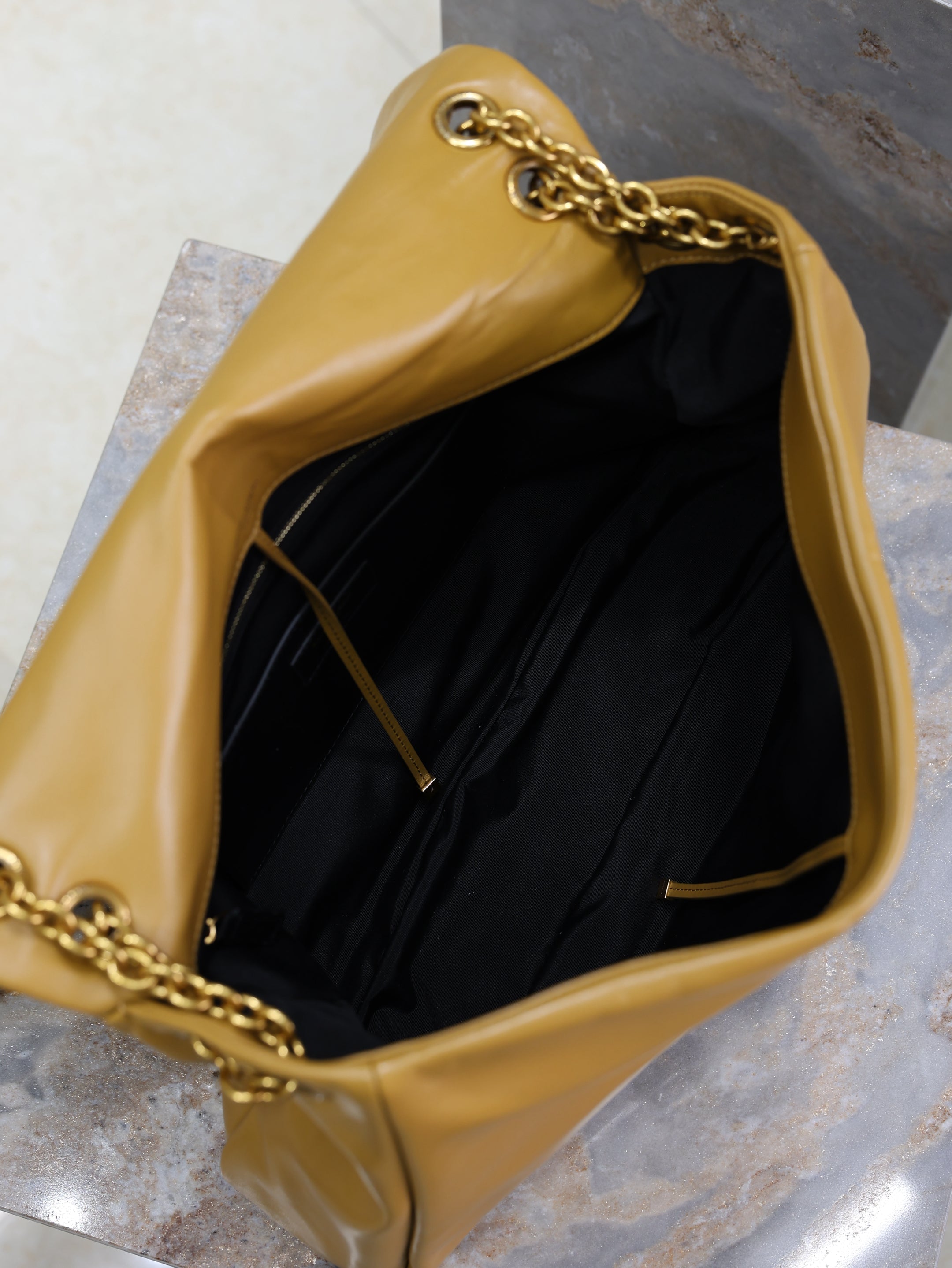 YSL 25S LARGE JAMIE 43 IN DARK GOLDENROD LAMBSKIN GOLD HARDWARE