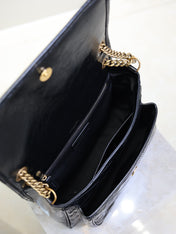 YSL 25S NIKI MM BAG 28 IN BLACK GLOSSY CALFSKIN GOLD HARDWARE
