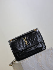 YSL 25S NIKI MM BAG 28 IN BLACK GLOSSY CALFSKIN GOLD HARDWRE