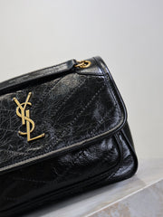 YSL 25S NIKI BAG 22 IN BLACK GLOSSY CALFSKIN GOLD HARDWRE