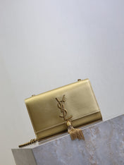 YSL 25S KATE TASSEL 20 IN GOLD METALLIC CALFSKIN GOLD HARDWARE