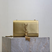 YSL 25S KATE TASSEL 20 IN GOLD METALLIC CALFSKIN GOLD HARDWARE