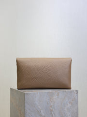 YSL 25S CASSANDRE LARGE ENVELOPE POUCH 29 IN DARK TAUPE CALFSKIN GOLD HARDWARE