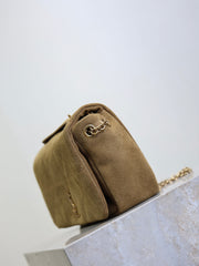 YSL 25S JAMIE 4.3 MINI 20 IN CARAMEL COGNAC SUEDE GOLD HARDWARE