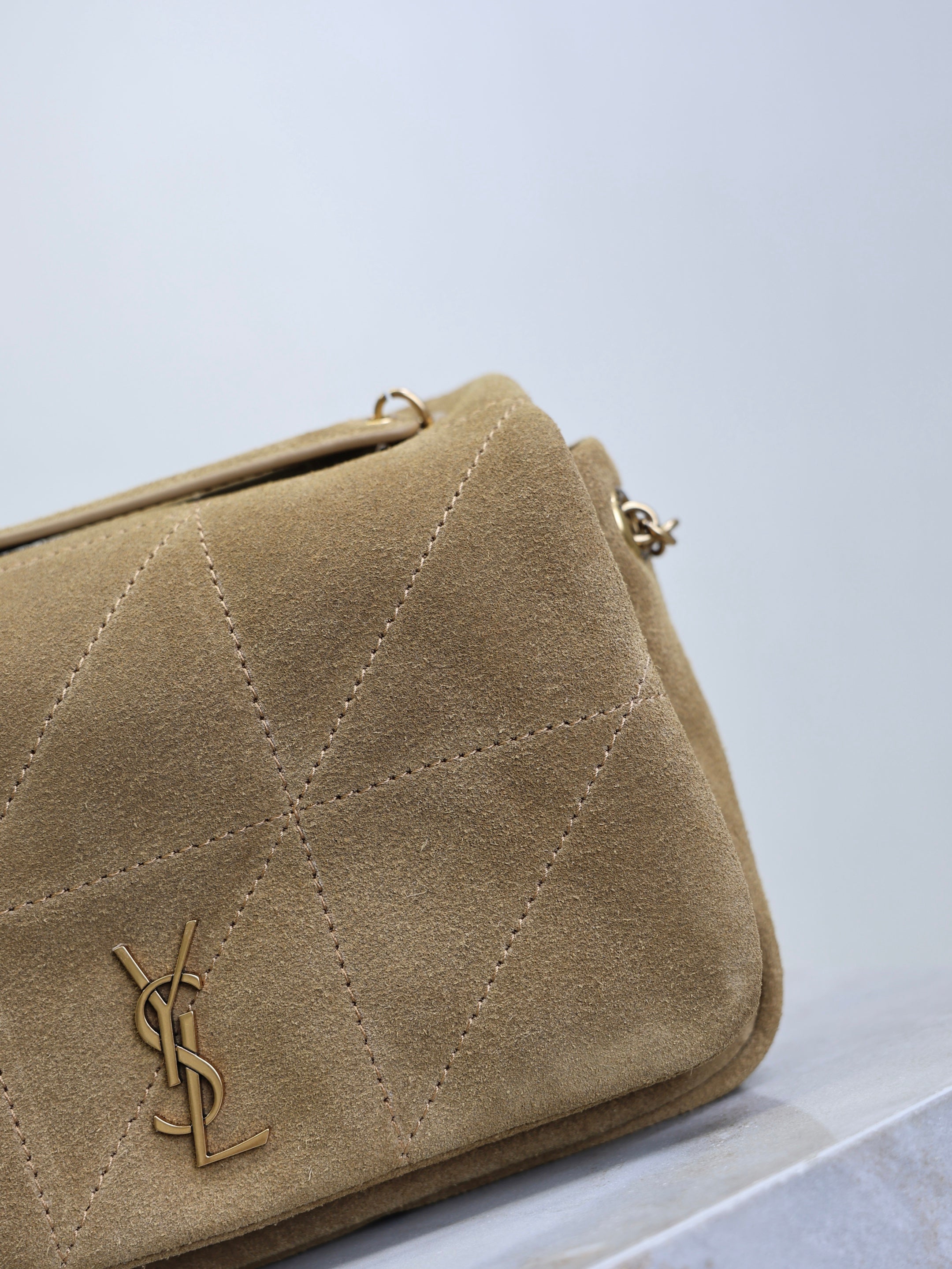 YSL 25S JAMIE 4.3 MINI 20 IN CARAMEL COGNAC SUEDE GOLD HARDWRE